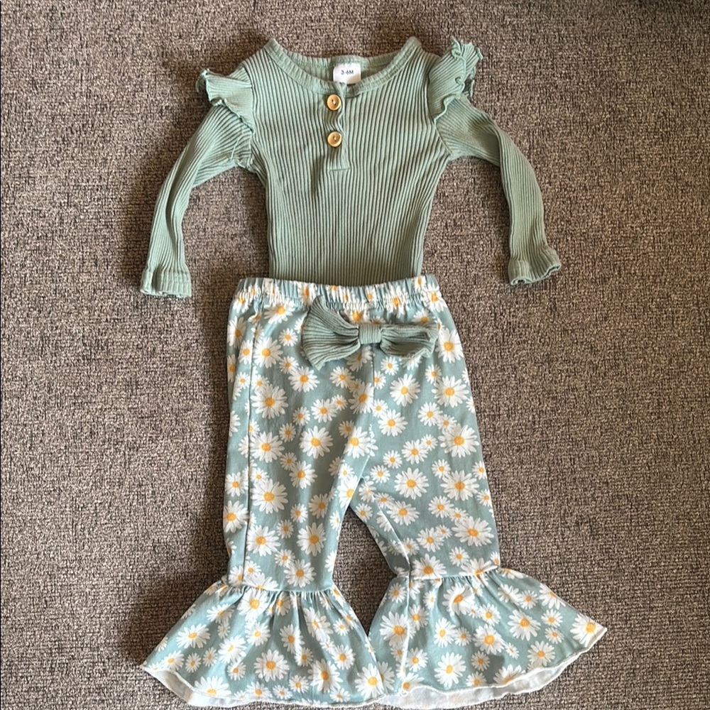 Amazon Green Casual Matching Set with Flared Pants